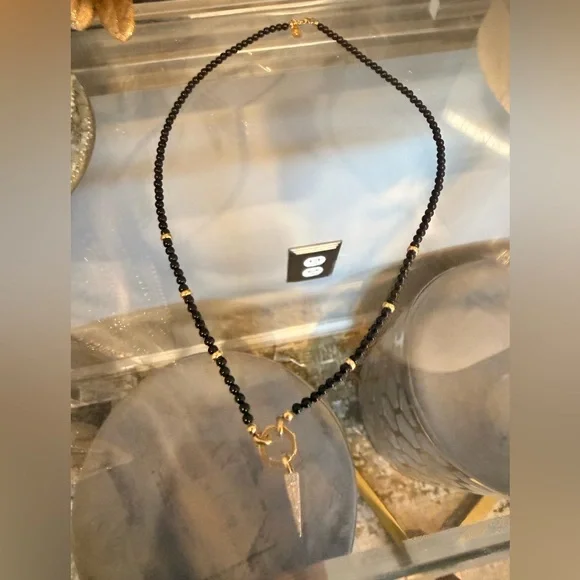 Zoe Lev Custom Black Onyx Necklace Diamond Dagger charm & enhancer Brand New 🆕 - Picture 4 of 10